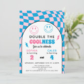 Retro Double Celebration Boy Girl Joint Birthday Kaart (Staand voorkant)