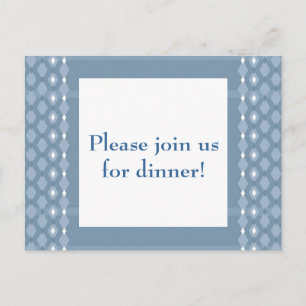 Retro Double Diamond Blue Dinner Party Uitnodigen Uitnodiging Briefkaart