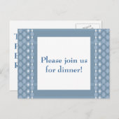 Retro Double Diamond Blue Dinner Party Uitnodigen Uitnodiging Briefkaart (Voorkant / Achterkant)