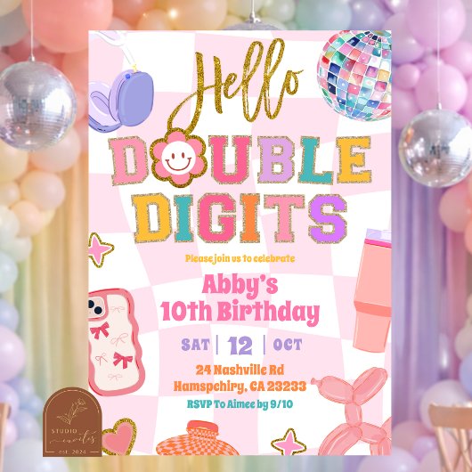 Retro Double Digits Patch Party Birthday Kaart
