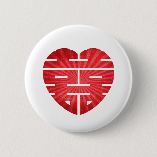 Retro Double Happy Heart Ronde Button 5,7 Cm (Voorkant)