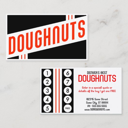 retro doughnut klantenkaartje (Voorkant / Achterkant)