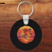 Retro Downhill Skiën  Sunset Sportcadeaus Sleutelhanger (Voorkant)