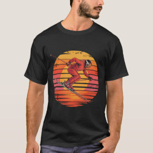 Retro Downhill Skiën  Sunset Sportcadeaus T-shirt