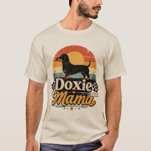 Retro Doxie Mama Zonneondergang Vintage Dachshond T-shirt