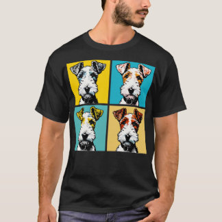 Retro draad Fox Terrier Art Schattigee Puppy T-shirt