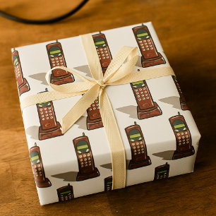 Retro draadloze telefoon uit de jaren 90 cadeaupapier