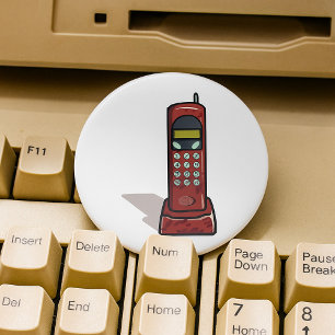 Retro draadloze telefoon uit de jaren 90 ronde button 7,6 cm