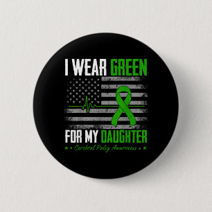 Retro Draag Groen Voor Dochter Cerebrale Parese Ronde Button 5,7 Cm