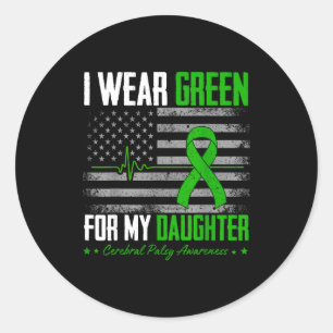 Retro draag groen voor dochter hersenverlamming ronde sticker