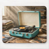 Retro Draagbare Platenspeler Muismat (Voorkant)