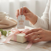 Retro Draaimolen Baby Shower Favor Bedank Tag