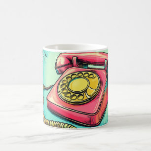 Retro Draaischijf Telefoon Pop Art Mok Kleurrijk V