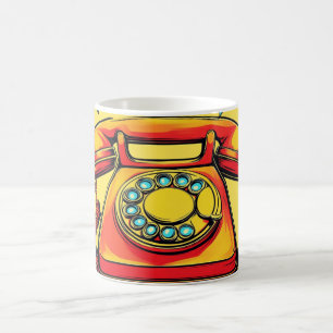 Retro Draaischijf Telefoon Pop Art Mok Kleurrijk V