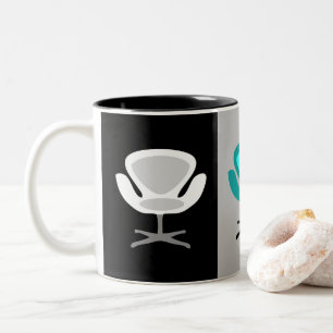 Retro draaistoelen tweekleurige koffiemok