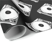 Retro Draaitafel Grafisch in Wit Cadeaupapier (Rol Hoek)