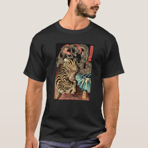 Retro draak tegen de reuzentijger japa t-shirt