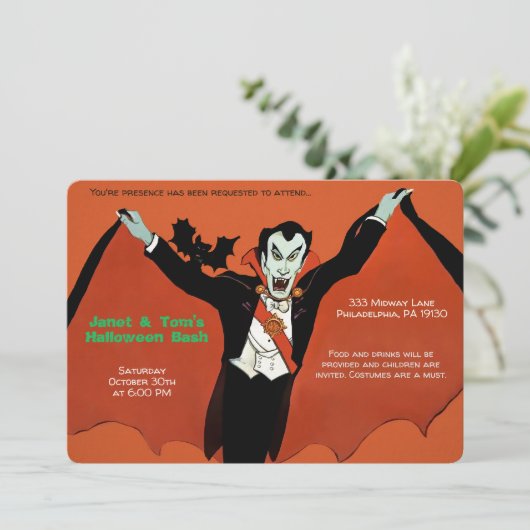 Retro Dracula Kaart (Staand voorkant)