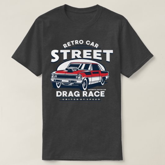 RETRO DRAG RACE AUTO CARTOON T-SHIRT (Design voorkant)