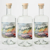 Retro Drag Racing Waterverf Art Print Likeurfles Etiket (Flessen)