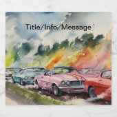 Retro Drag Racing Waterverf Art Print Likeurfles Etiket (Enkel label)