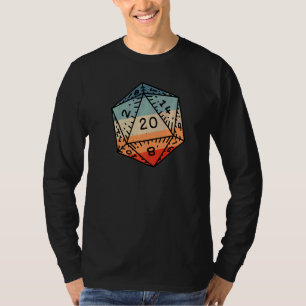 Retro Dragon Dungeon Dice D20 Dice RPG Gamer T-shirt