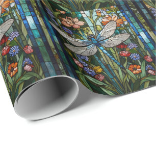 Retro Dragonfly boho bloemen botanische vlek glas Cadeaupapier