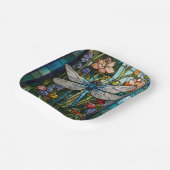 Retro Dragonfly boho bloemen botanische vlek glas Papieren Bordje (Gebogen)