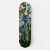 Retro Dragonfly boho bloemen botanische vlek glas Persoonlijk Skateboard (Voorkant)