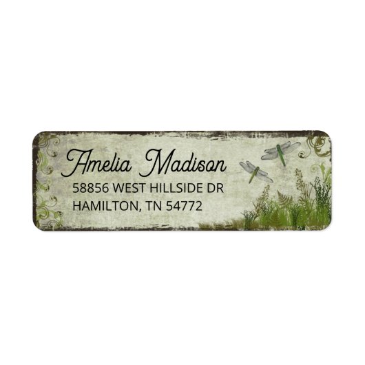 Retro Dragonfly Botanical Return Address Labels (Voorkant)