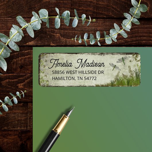 Retro Dragonfly Botanical Return Address Labels