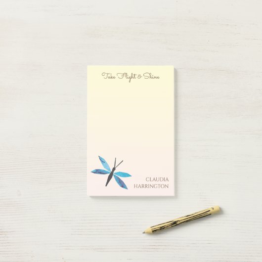Retro Dragonfly -geïnspireerde hand-geïllustreerd Post-it® Notes (Op bureau)