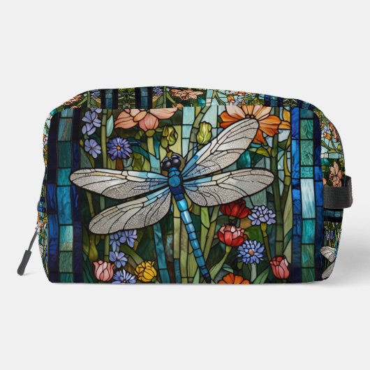 Retro Dragonfly kunst schilderij botanische boho Toilettasje (Achterkant)