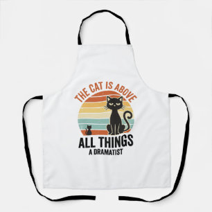 Retro dramatische kat humor T-shirt ontwerp_1 Schort