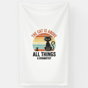 Retro dramatische kat humor T-shirt ontwerp_1 Spandoek