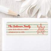 Retro Drawn Green Red Funny Christmas Tree Address Etiket (Insitu)