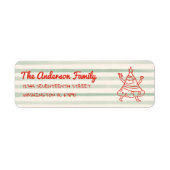Retro Drawn Green Red Funny Christmas Tree Address Etiket (Voorkant)