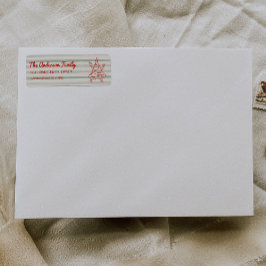 Retro Drawn Green Red Funny Christmas Tree Address Etiket