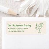 Retro Drawn Green Santa Claus Merry Christmas Etiket (Insitu)