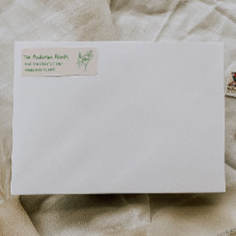 Retro Drawn Green Santa Claus Merry Christmas Etiket