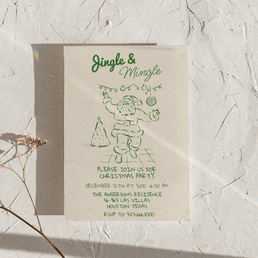 Retro Drawn Jingle & Mingle Kerstfeest Kaart