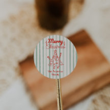 Retro Drawn Red Green Funny Christmas Tree Vintage