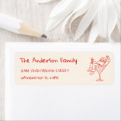 Retro Drawn Red Santa Claus Merry Christmas Etiket (Insitu)