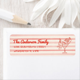 Retro Drawn Red Santa Claus Merry Christmas Fun Etiket