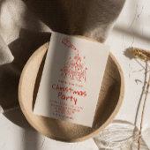 Retro Drawn Rode Champagne Toren Kerstfeest Kaart