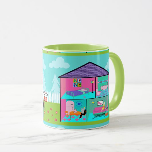 Retro Dream House Mok (Voorkant rechts)