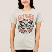 Retro Dreamer Vlinder en Rozen T-shirt (Voorkant)