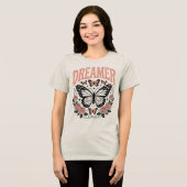 Retro Dreamer Vlinder en Rozen T-shirt (Voorkant volledig)