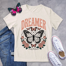 Retro Dreamer Vlinder en Rozen T-shirt
