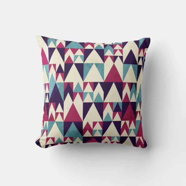 Retro driehoek geometrisch naadloos patroon kussen (Voorkant)
